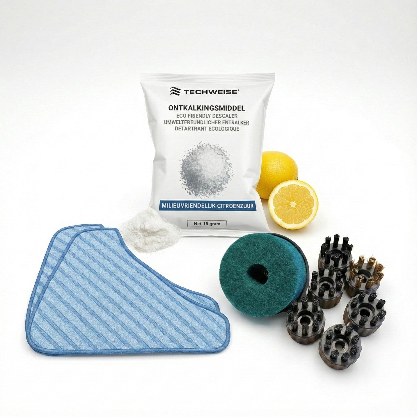 Kit d'accessoires TS1 : brosses supplémentaires, détartrant & chiffons à franges